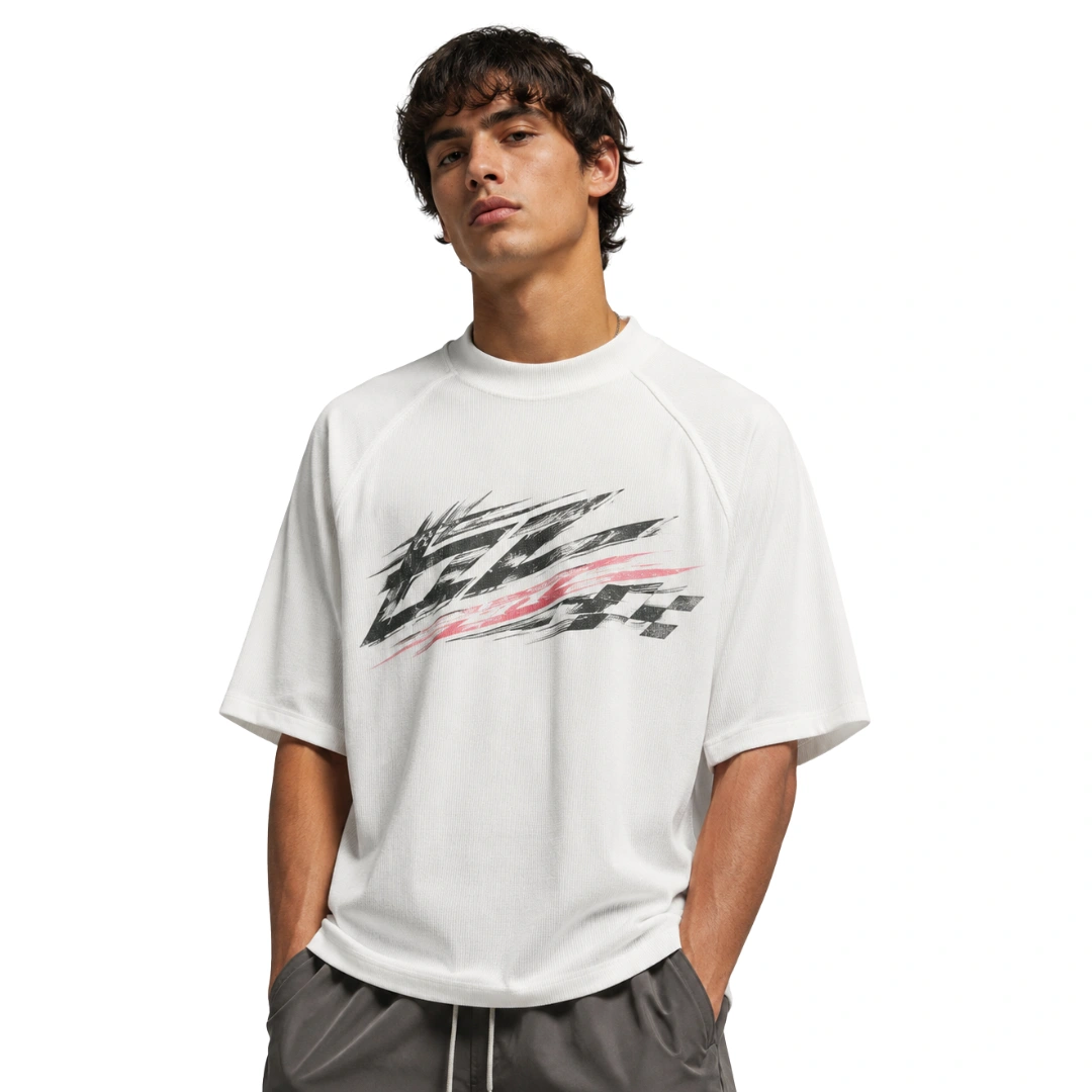 Raglan oversized masculina · Boxy · manga diagonal alongada